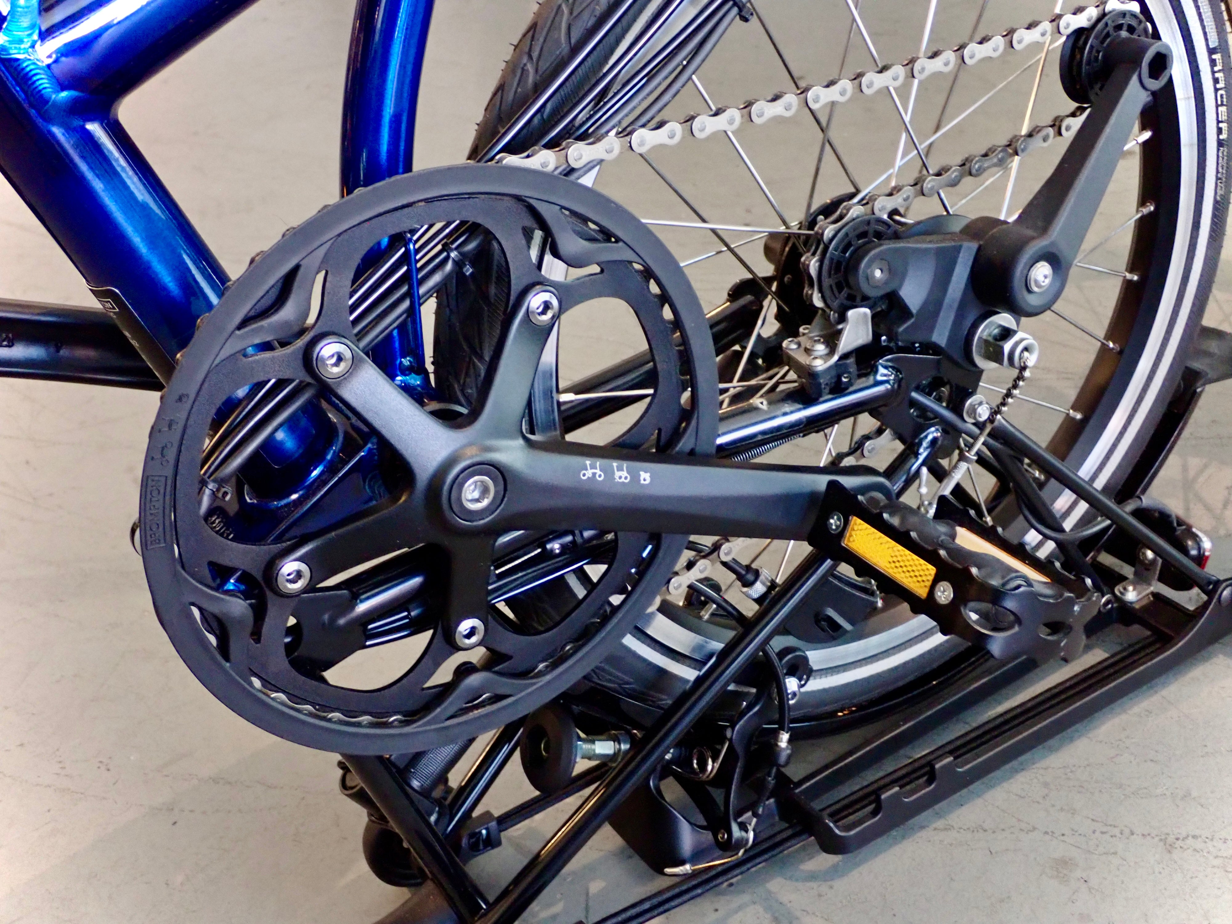 USED 2021 Brompton Electric C Line Bolt Lacquer Blue w/ Rack