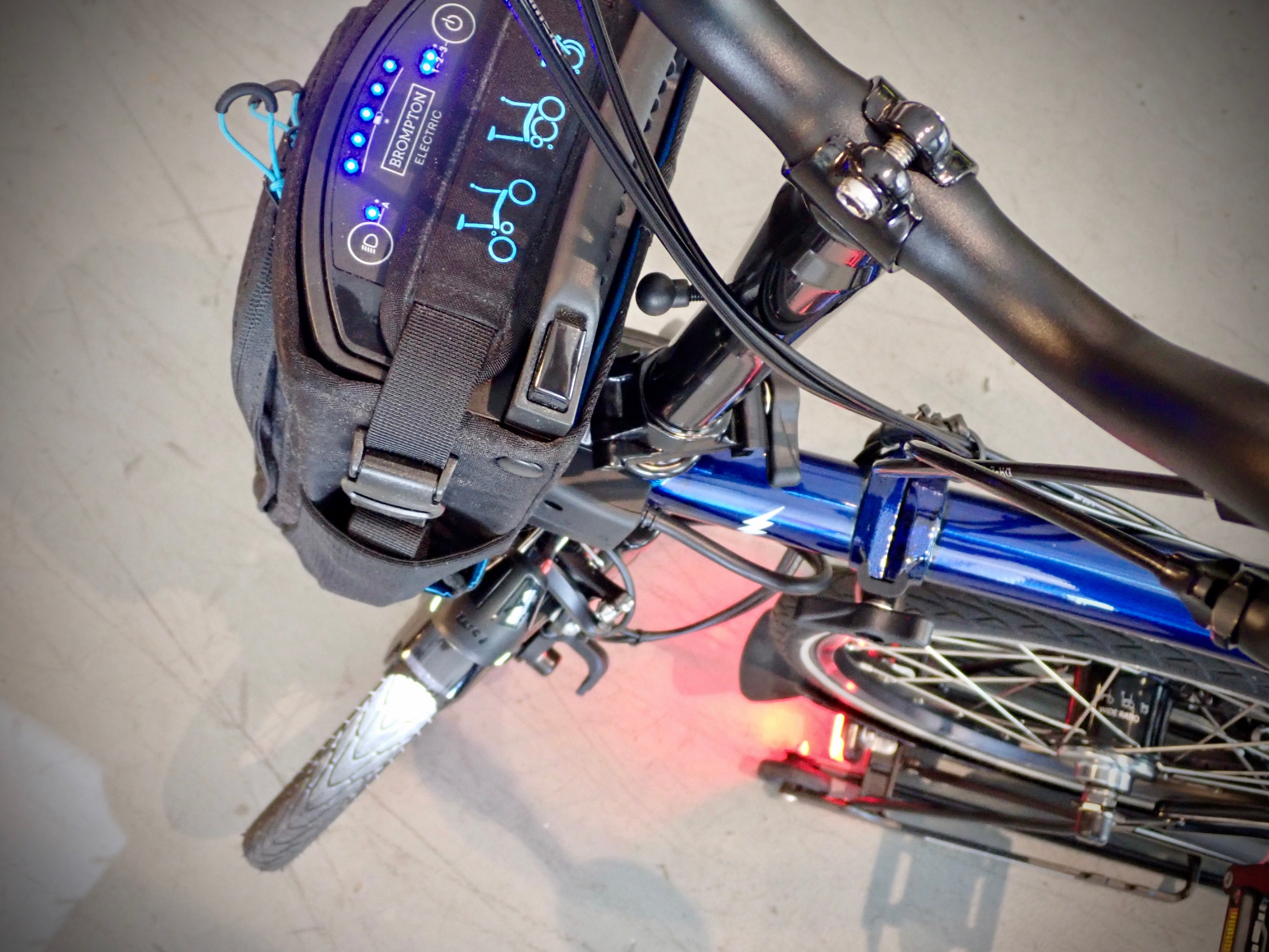 USED 2021 Brompton Electric C Line Bolt Lacquer Blue w/ Rack